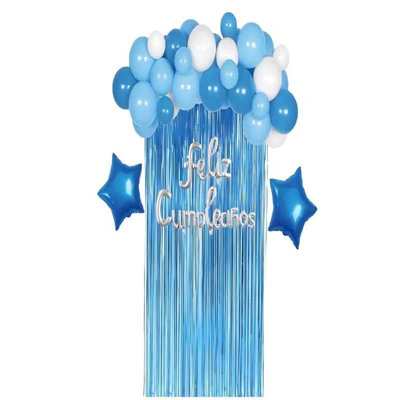 GENERICO - SET DE DECORACION PARA CUMPLEAÑOS AZUL 35 PIEZAS