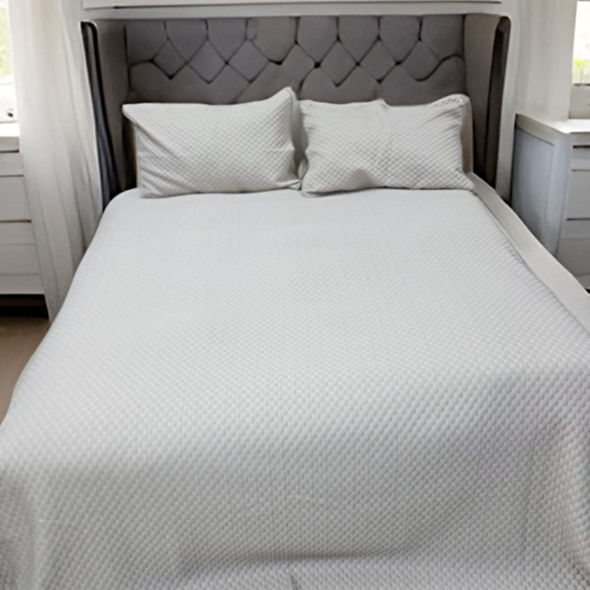 GENERICO - CUBRECAMA DE VERANO DE ALGONDON 2 PLAZAS BLANCO