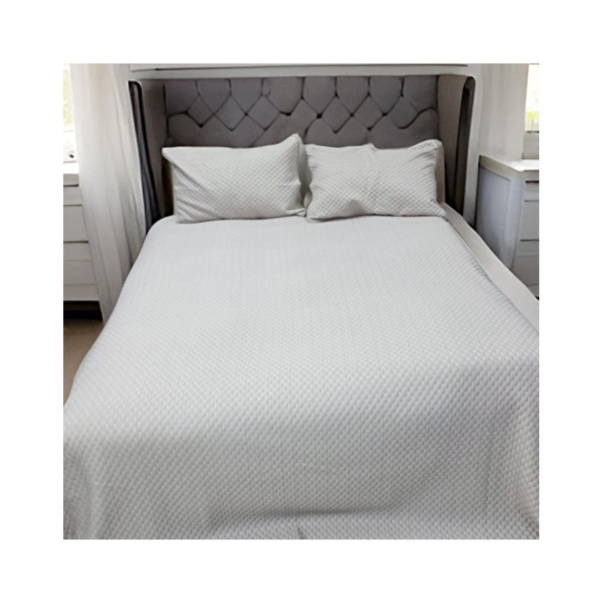 GENERICO - CUBRECAMA DE VERANO DE ALGONDON 2 PLAZAS BLANCO