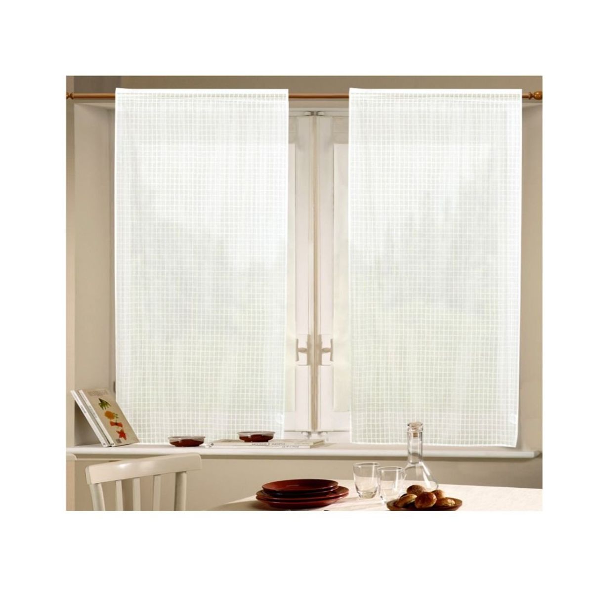 GENERICO - Cortina de Cocina de Hilo 150 x 70 cm - Beige