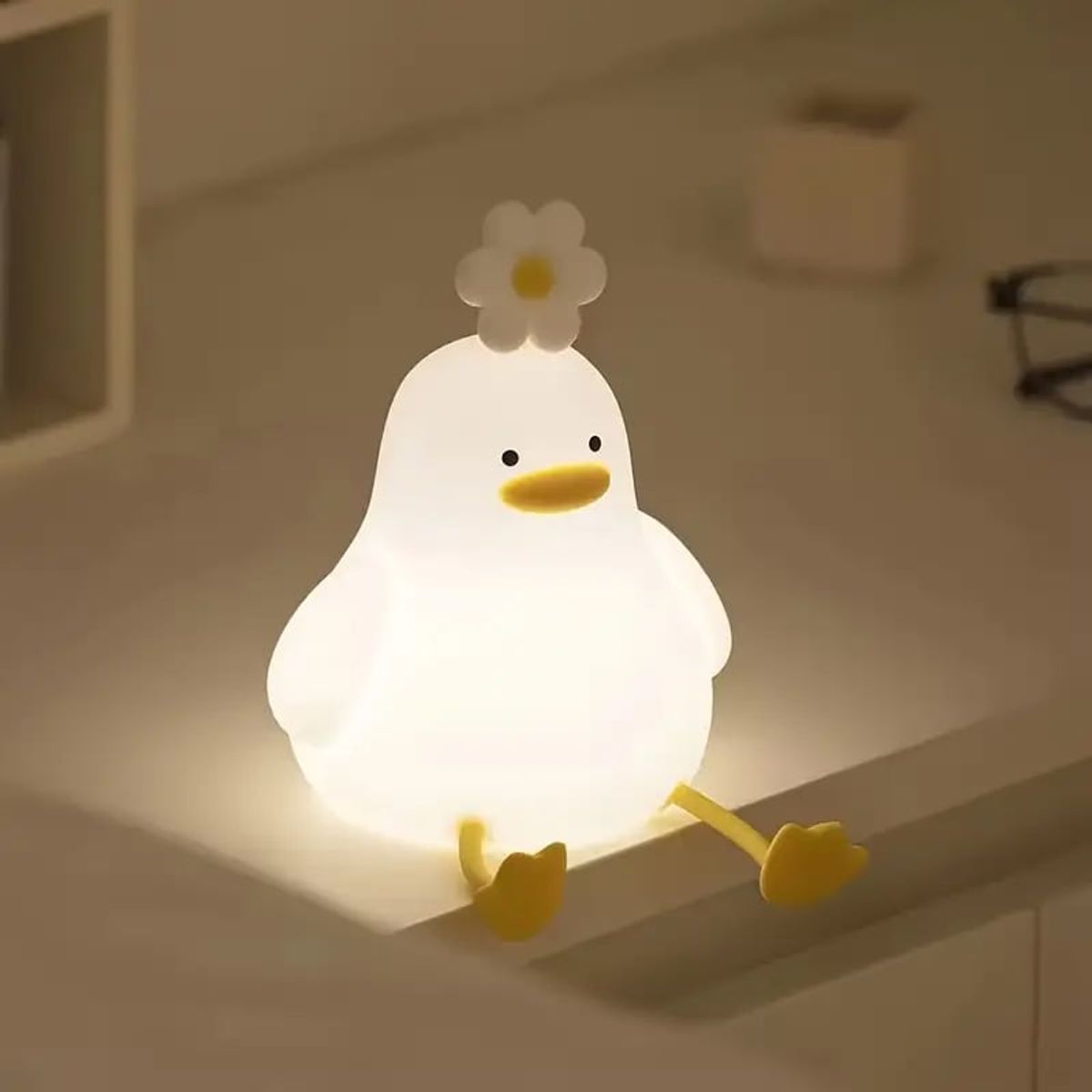 GENERICO - Lámpara Patito espanta cuco led niños touch silicona espantacuco