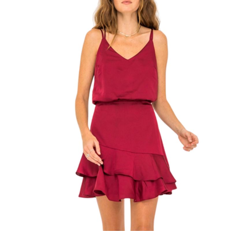 CAPRICHOSA - Mini vestido Burdeo satinado