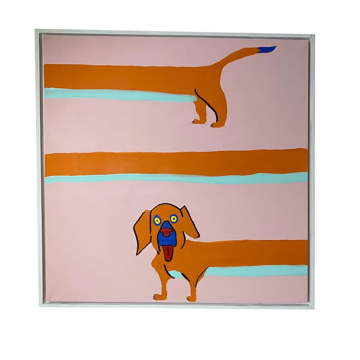 GENERICO - Cuadro Decorativo Infantil Perro Salchicha Naranjo Moderno 80x80