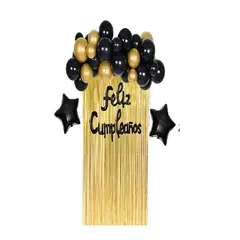 GENERICO - SET DE DECORACION PARA CUMPLEAÑOS DORADO Y NEGRO