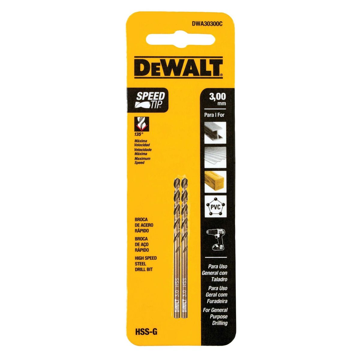 DEWALT - Broca de acero rápido multisuperficie 3mm DEWALT DWA30300C