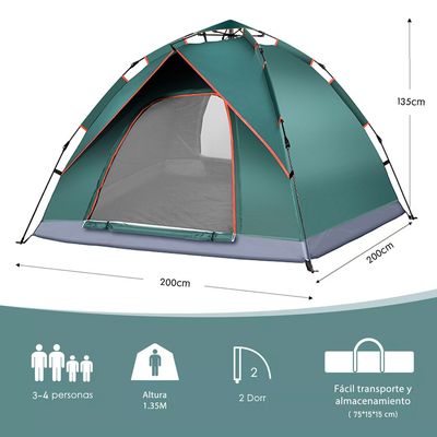 Imagen 2 del producto Carpa ligera automática para 4 personas ventilación