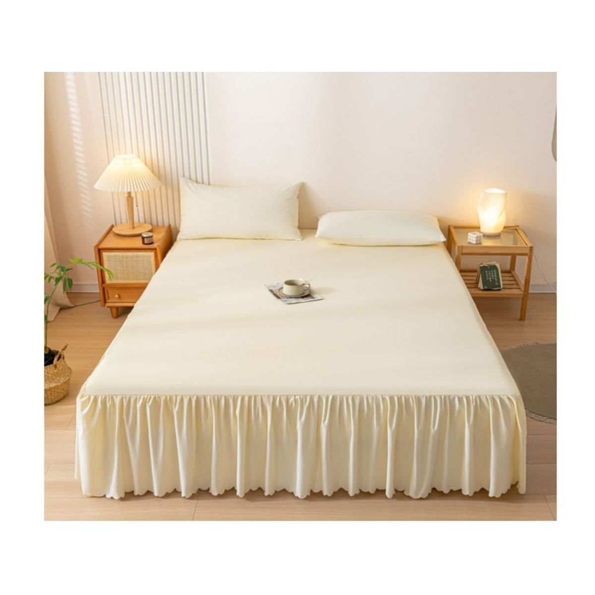 GENERICO - Faldón de Cama 1.5 Plazas Protector Base - Beige