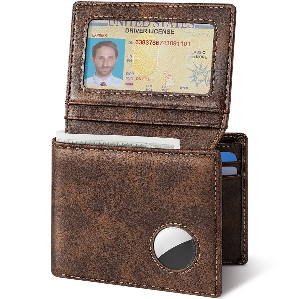 SLOWTON - Billetera De Cuero Para Hombre Rfid Con Soporte Airtag