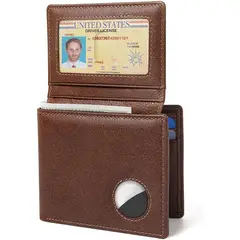 LUKOVEE - Billetera De Cuero Para Hombre Rfid Con Soporte Airtag