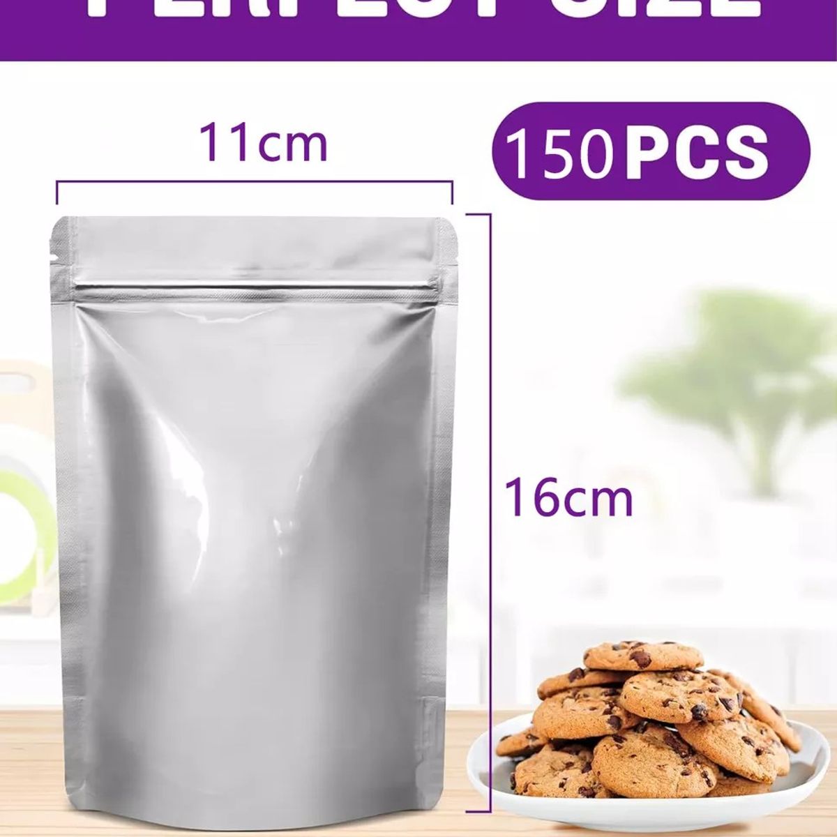 KUANGYE - 150 Bolsas Doypack Aluminio 11x16x3 Cm Cierre Hermético