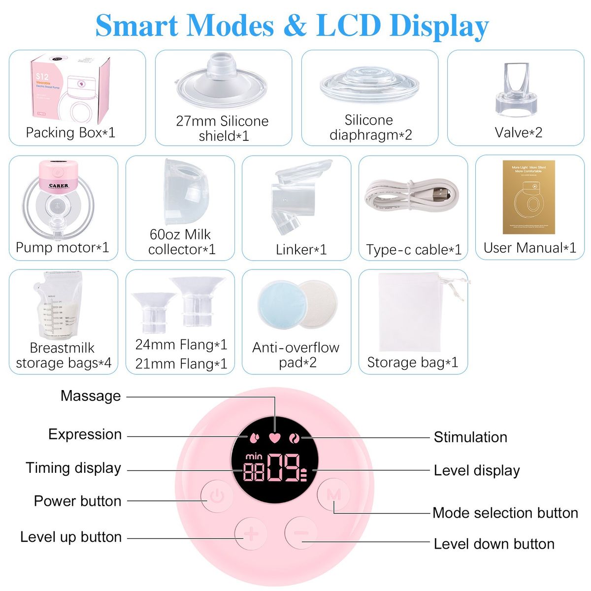ZSPK - Extractor de leche materna eléctrico Sacaleche Libre Manos