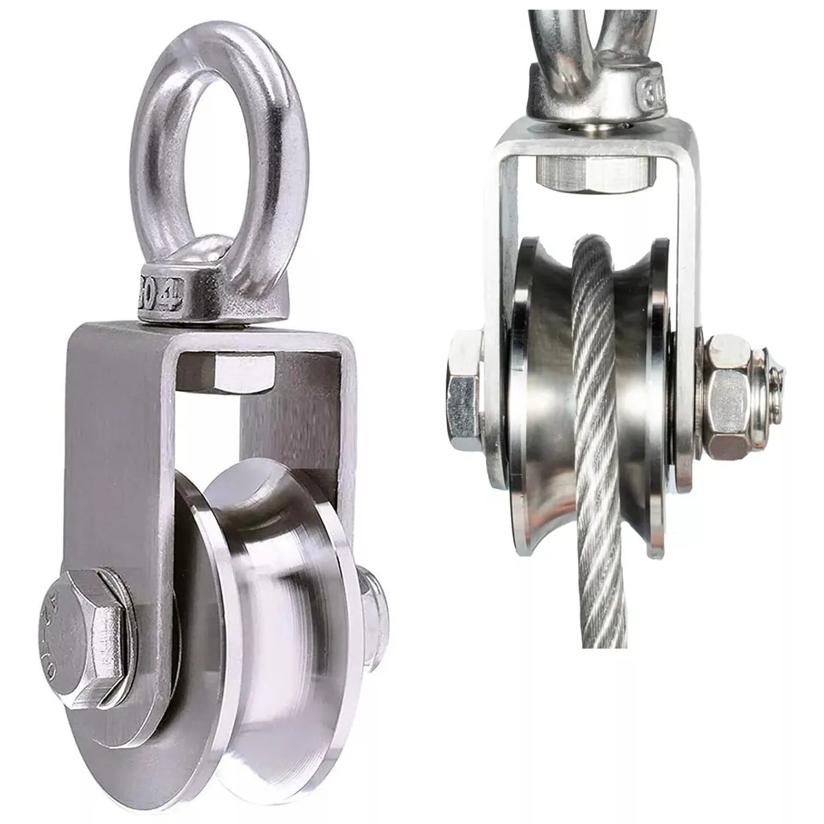 KUANGYE - Polea De Cable De Acero Inoxidable Con Cáncamo De Elevación