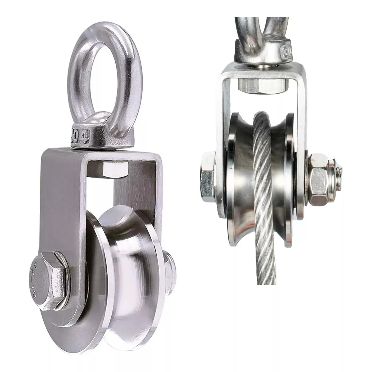 KUANGYE - Polea De Cable De Acero Inoxidable Con Cáncamo De Elevación