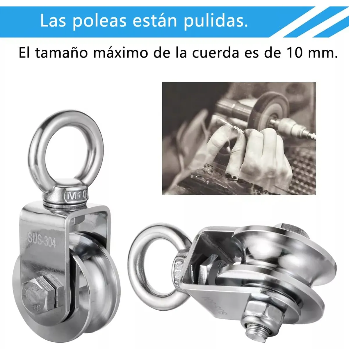 KUANGYE - Polea De Cable De Acero Inoxidable Con Cáncamo De Elevación