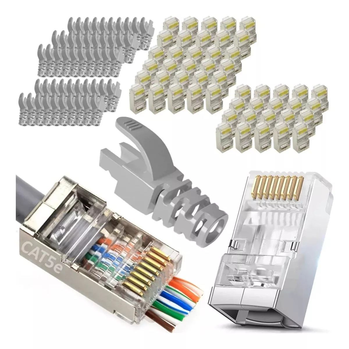 KUANGYE - Cat5e X50 Conector Ez Rj45 Funda Metal Blindado Terminal Red