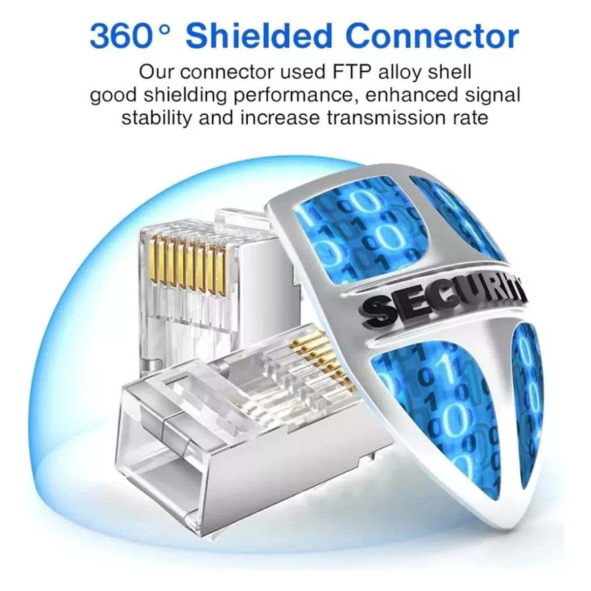 KUANGYE - Cat5e X50 Conector Ez Rj45 Funda Metal Blindado Terminal Red