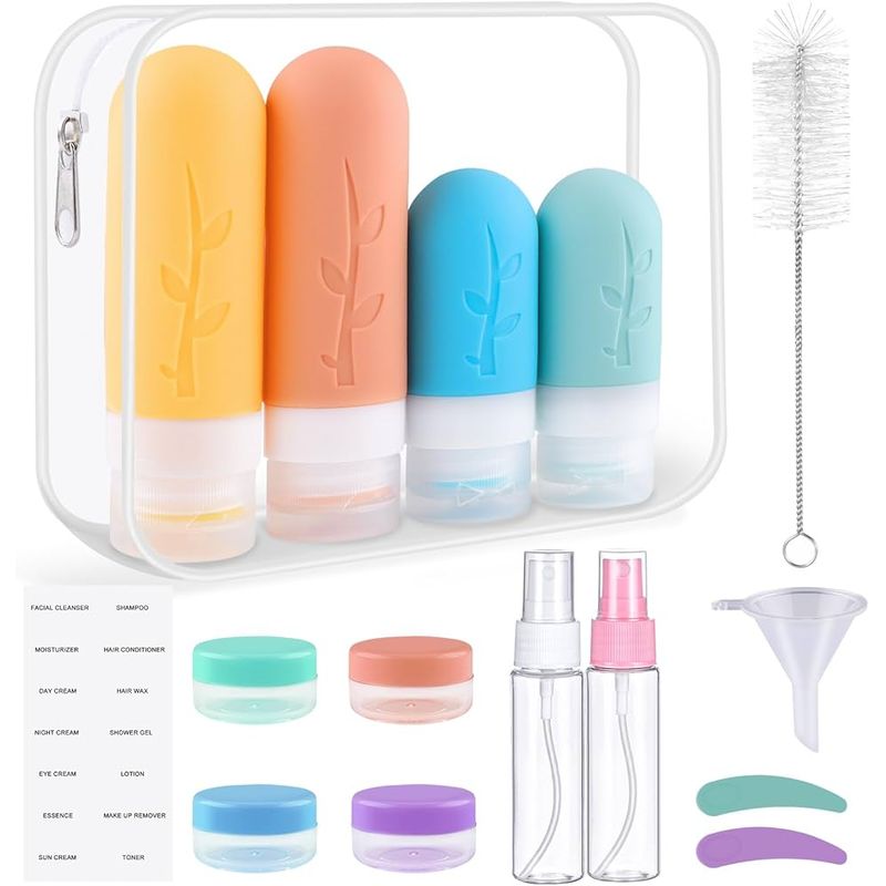 KUANGYE - Pack 17 Botellas De Viaje De Silicona Frasco Dispensador