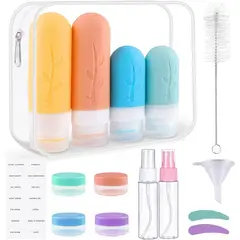 KUANGYE - Pack 17 Botellas De Viaje De Silicona Frasco Dispensador