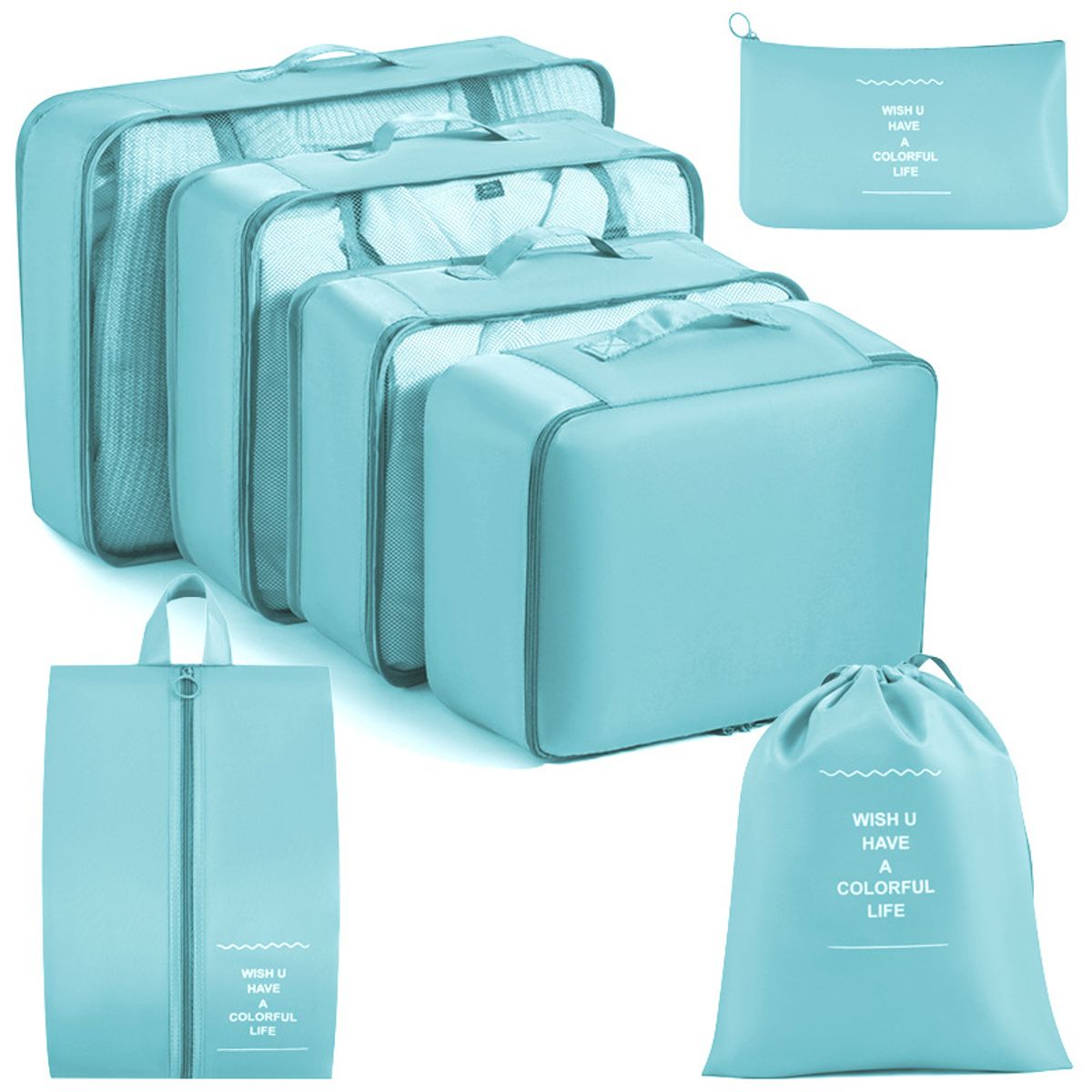 BITART - Set 7 Organizadores De Equipaje De Viaje Bolsa Ropa Interior-azul