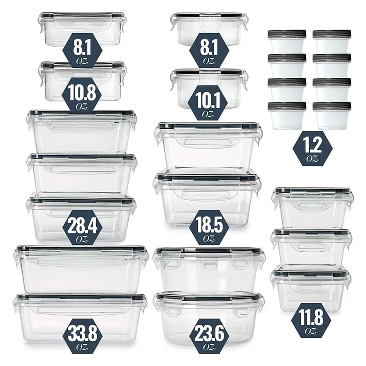 BITART - Set 24 Tapper Tuper Herméticos Para Comida Ensalada Nevera