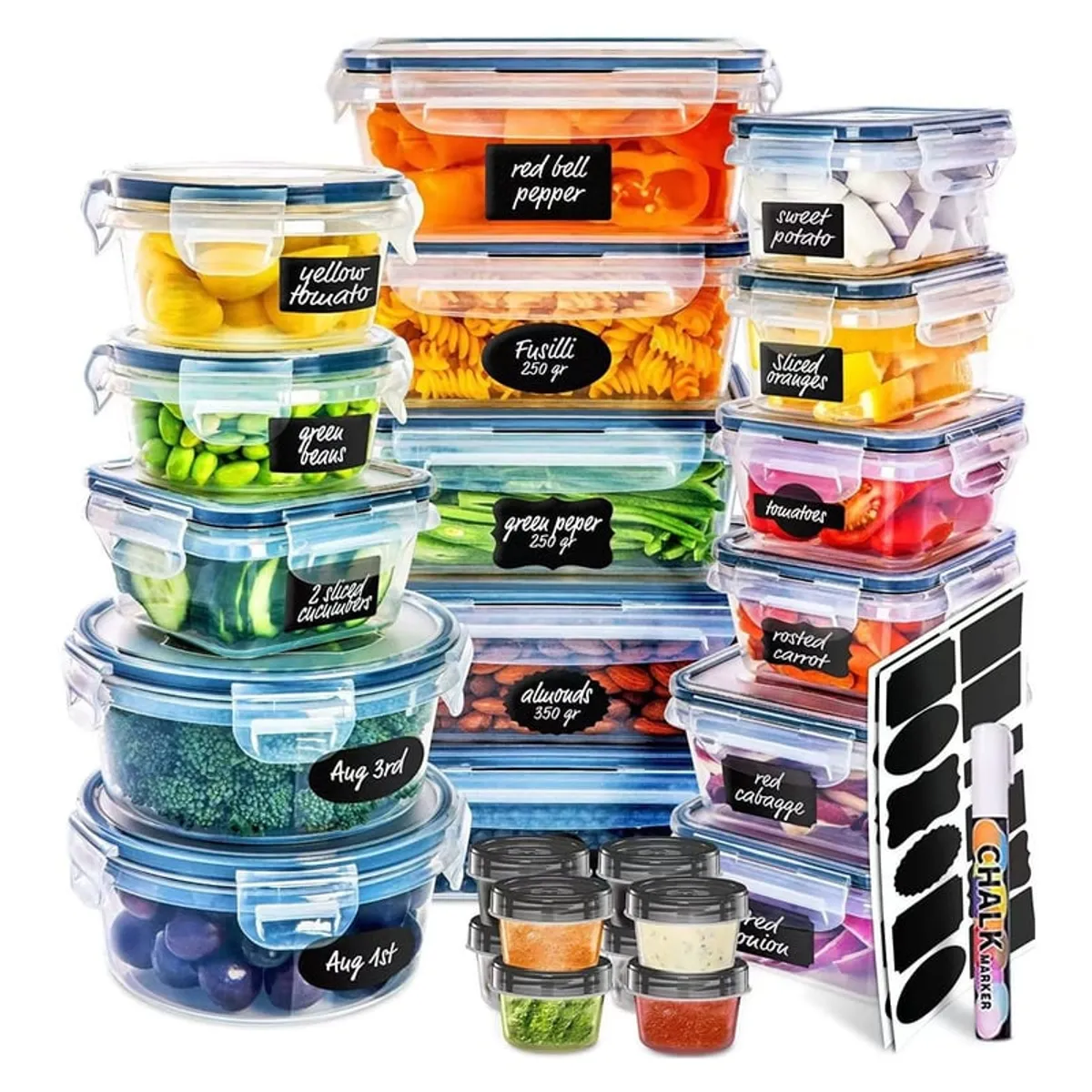 BITART - Set 24 Tapper Tuper Herméticos Para Comida Ensalada Nevera