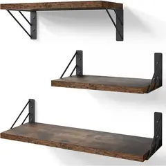 BITART - Repisas Flotantes De Madera Multipropósito KIT X3 Rustico