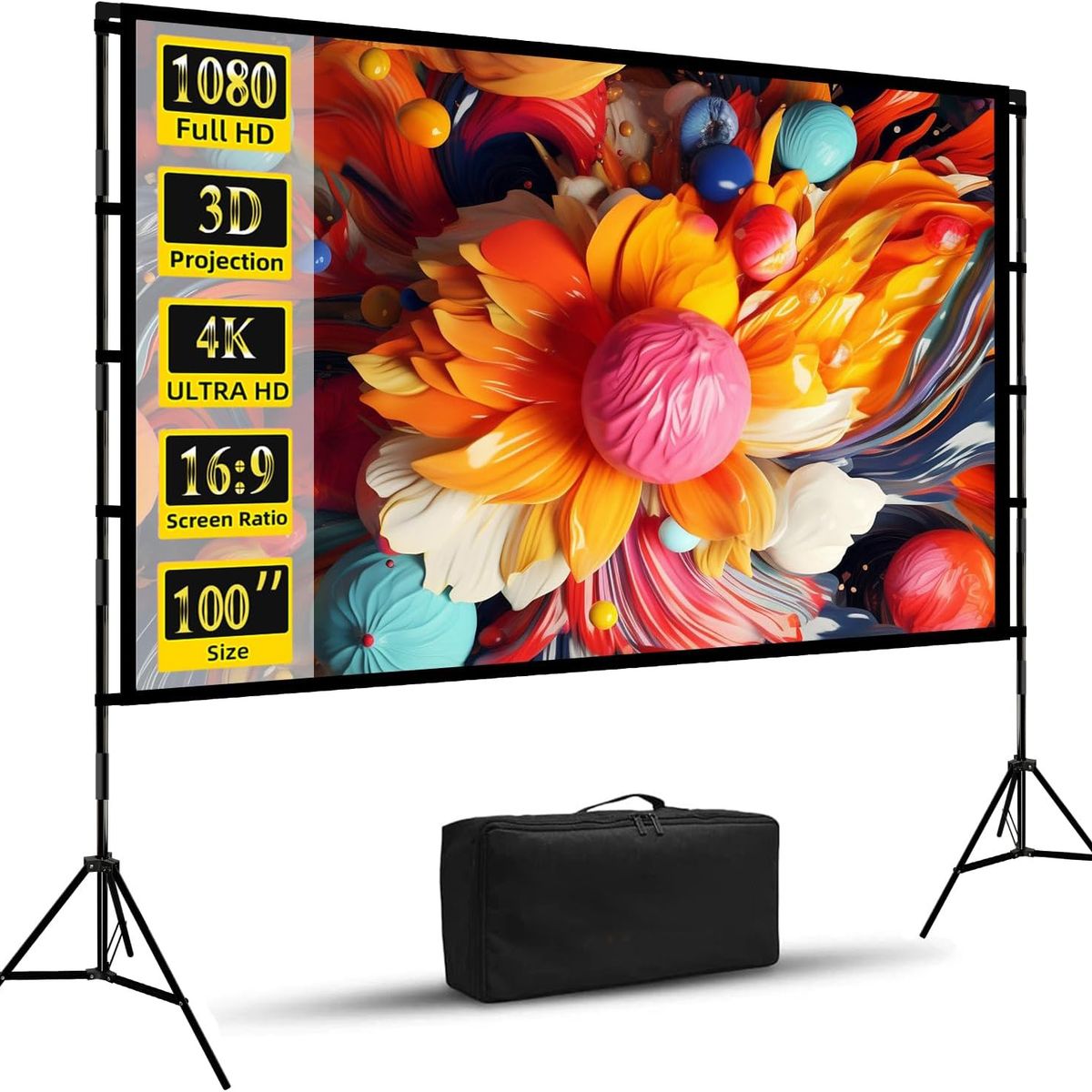CASTLEN - Telón Mural De Proyector Pantalla Portátil 100 Pulgadas
