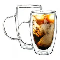 KUANGYE - Taza Tazon Café Capuchino Doble Pared 450ml 2Pcs