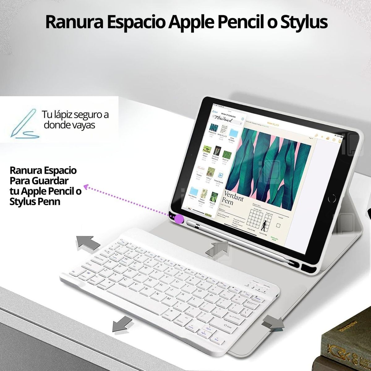 GENERICO - Funda Teclado Español Para iPad 9 10.2 Con Ranura Lápiz - Gris