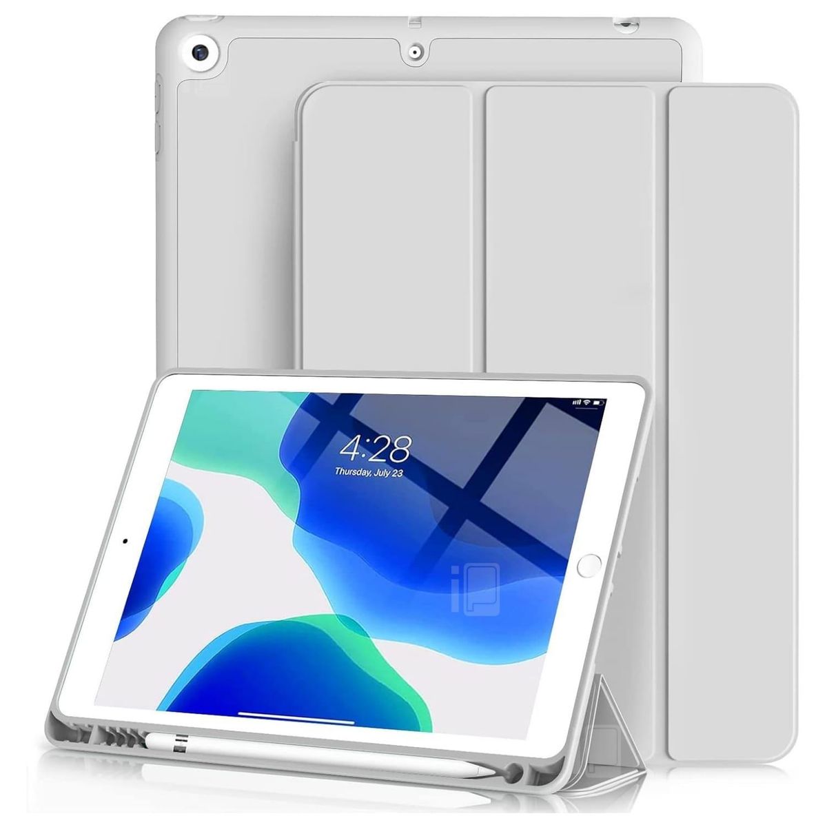 GENERICO - Funda Para iPad 7 y 8 Generación 10.2″ Con Ranura Lápiz - Gris
