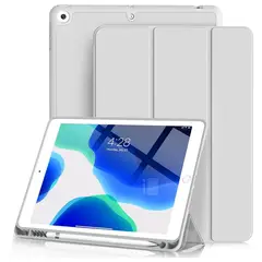 GENERICO - Funda Para iPad 7 y 8 Generación 102″ Con Ranura Lápiz - Rosa - Gris