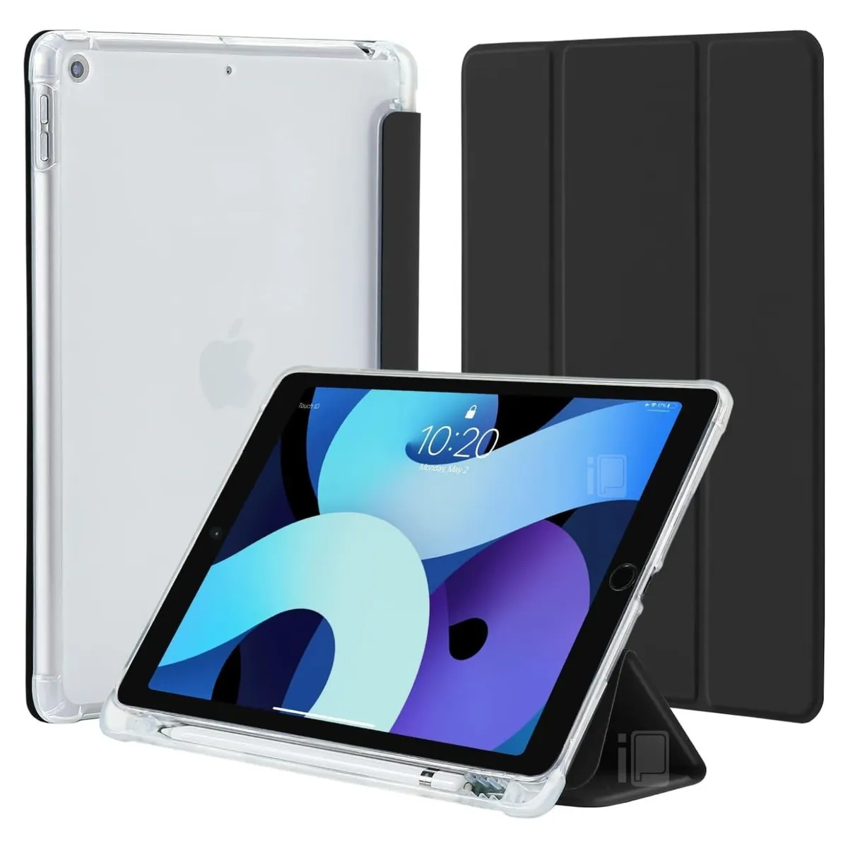 GENERICO - Funda Para iPad 10.2 7 y 8 Ranura Lápiz Y Atrás Traslúcida - Negro