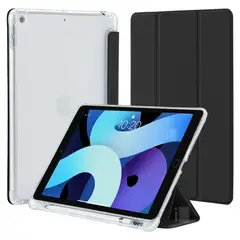 GENERICO - Funda Para iPad 10.2 7 y 8 Ranura Lápiz Y Atrás Traslúcida - Negro