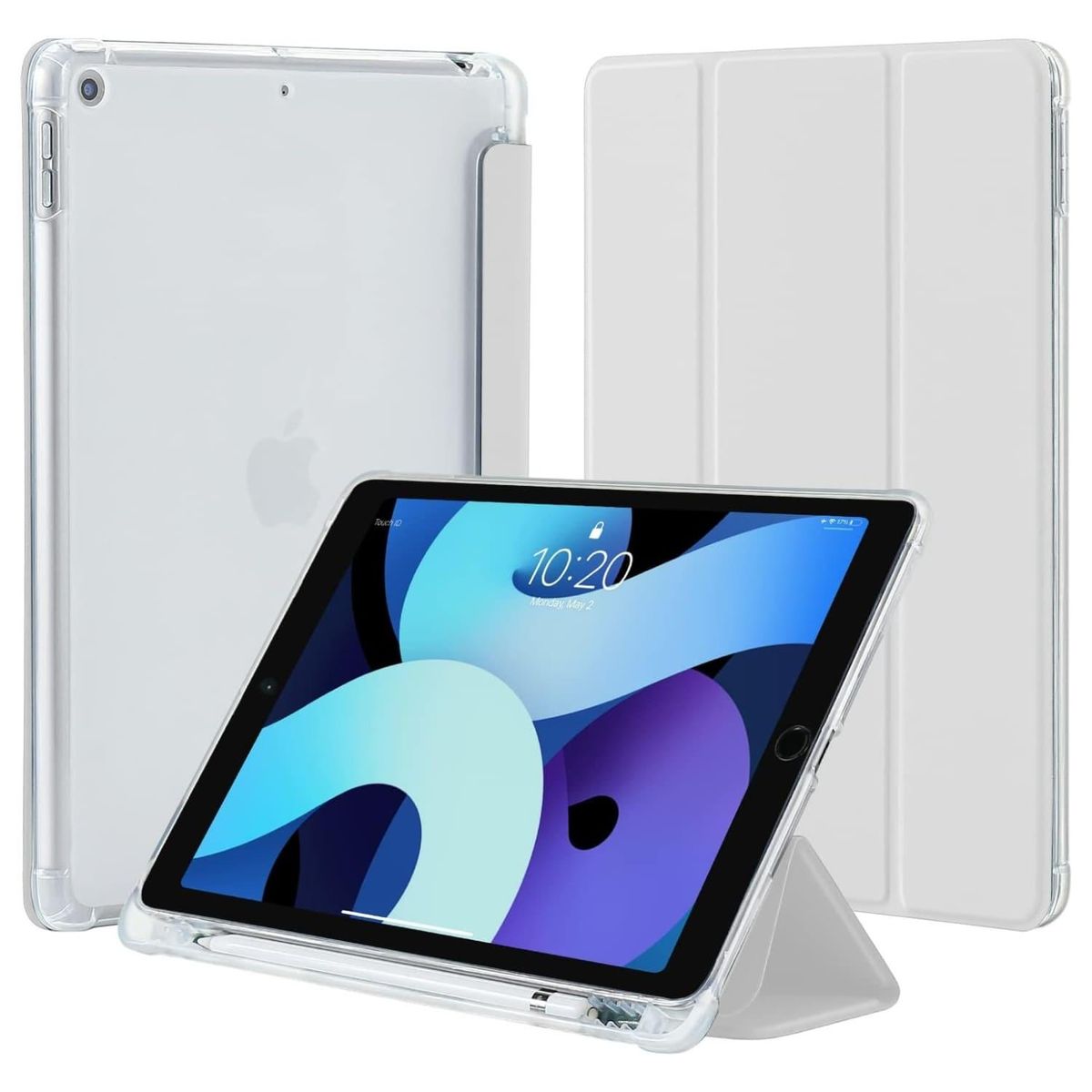 GENERICO - Funda Para iPad 10.2 7 y 8 Ranura Lápiz Y Atrás Traslúcida