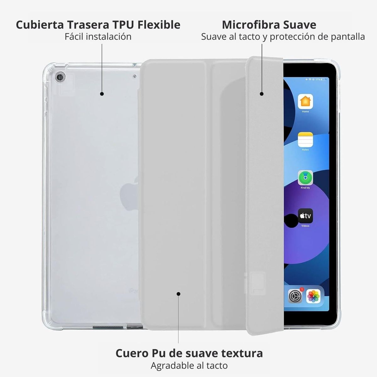 GENERICO - Funda Para iPad 10.2 7 y 8 Ranura Lápiz Y Atrás Traslúcida