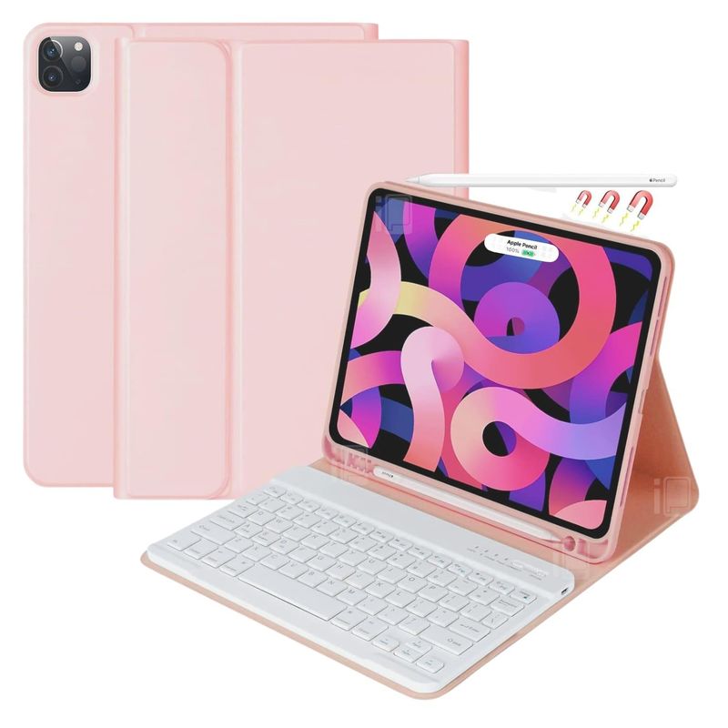 GENERICO - Funda Teclado Para iPad Pro 11 1 y 2 Gen Con Ranura Lápiz - Rosa