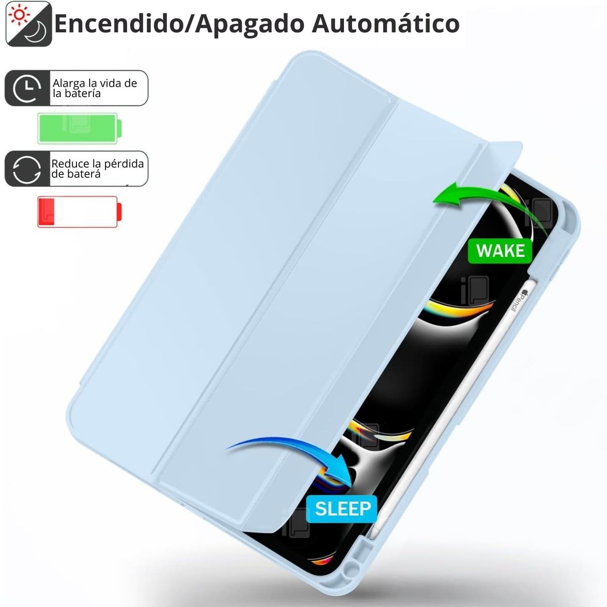 GENERICO - Funda Para iPad Pro 11 1 y 2 Gen Ranura Lápiz Para Carga - Celeste