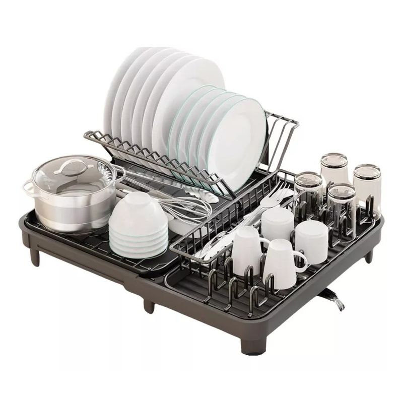 MUNDO MAGIA - Escurridor De Platos Plegable Secaplatos Para Cocina Negro