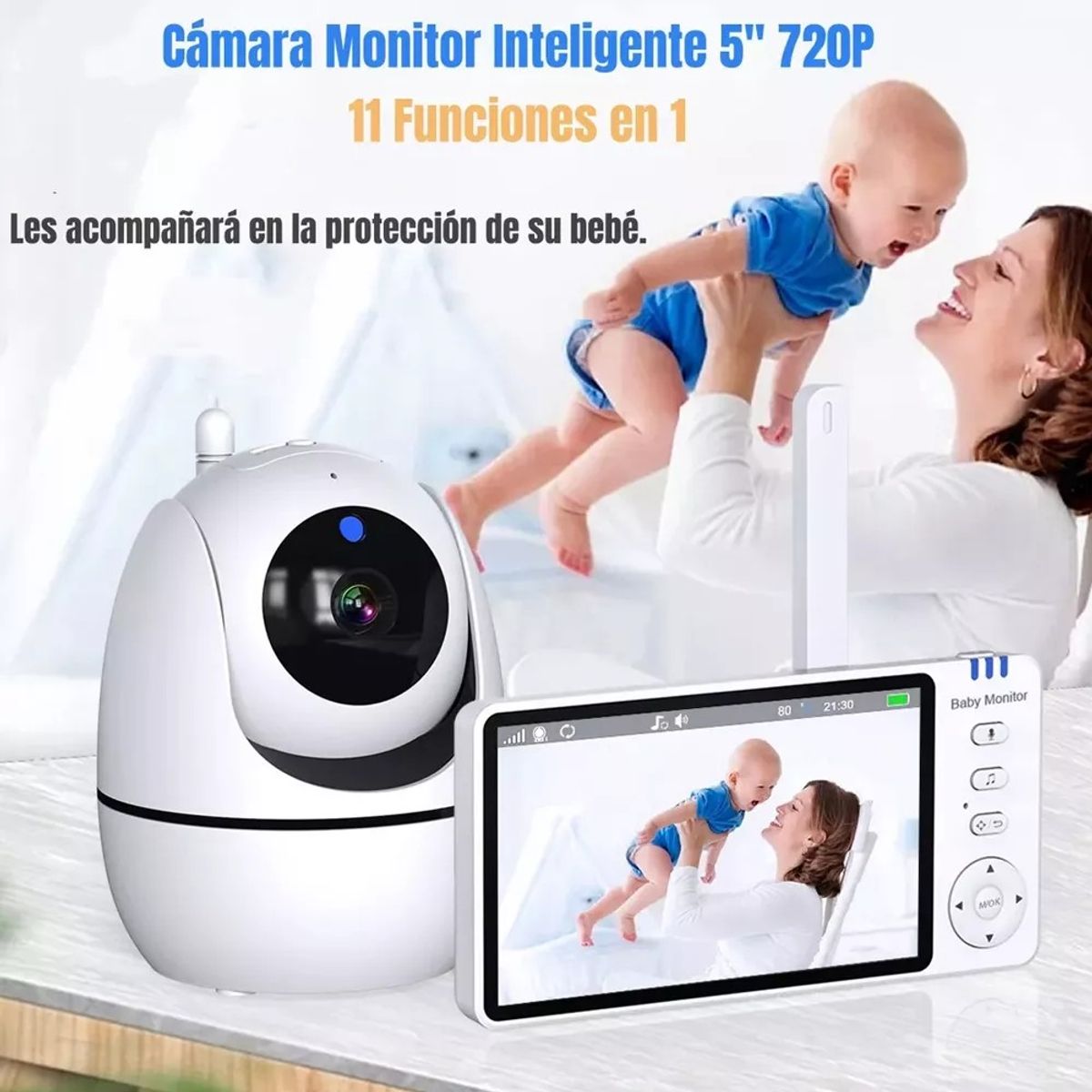 MUNDO MAGIA - Cámara Monitor Inteligente Pantalla 5 720p