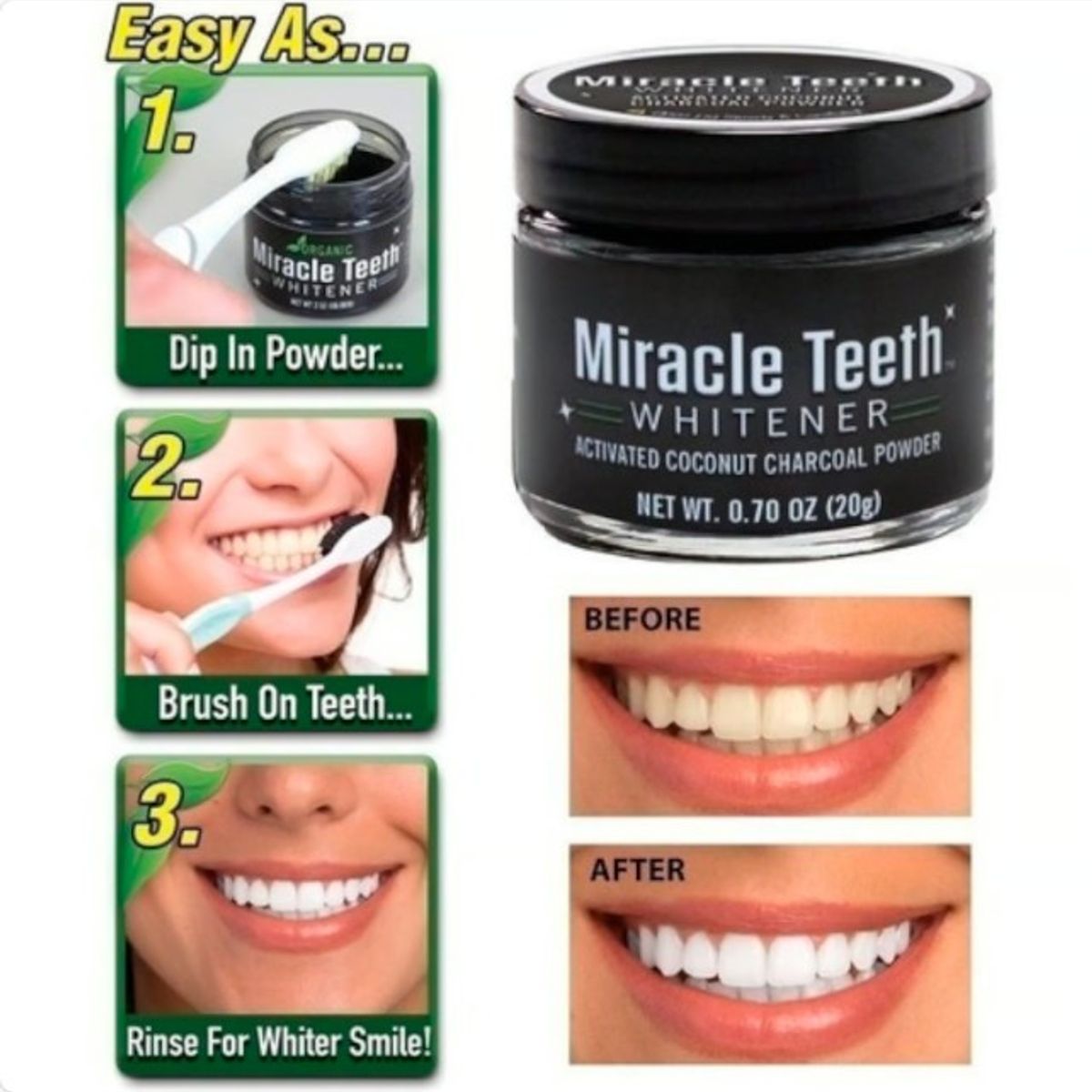 GENERICO - Blanqueador Dental Pasta Natural Carbon Miracle