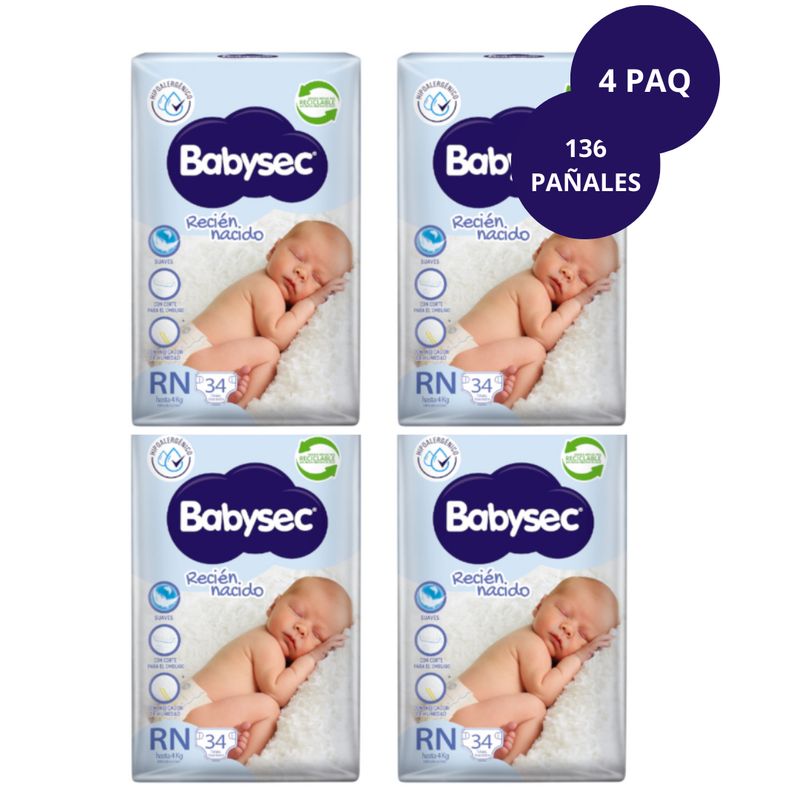 BABYSEC - Pañales Babysec Recien Nacido 4 Paq