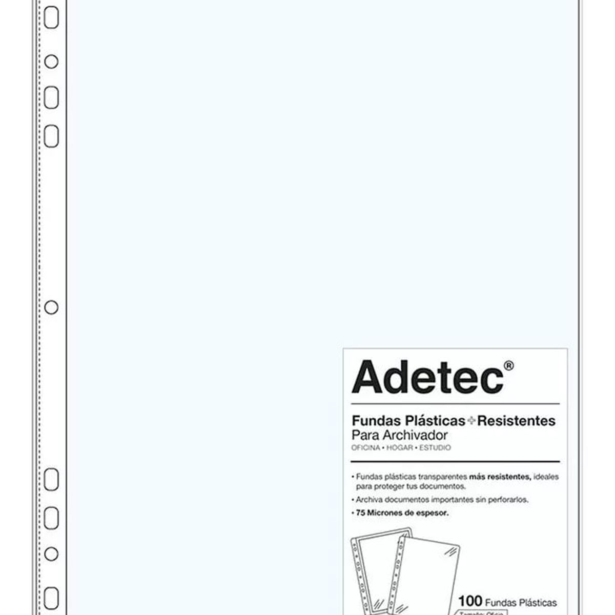 ADETEC - Funda Resistente Para Archivador Oficio Blanco 100 Unidades