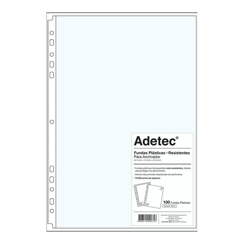 ADETEC - Funda Resistente Para Archivador Oficio Blanco 100 Unidades