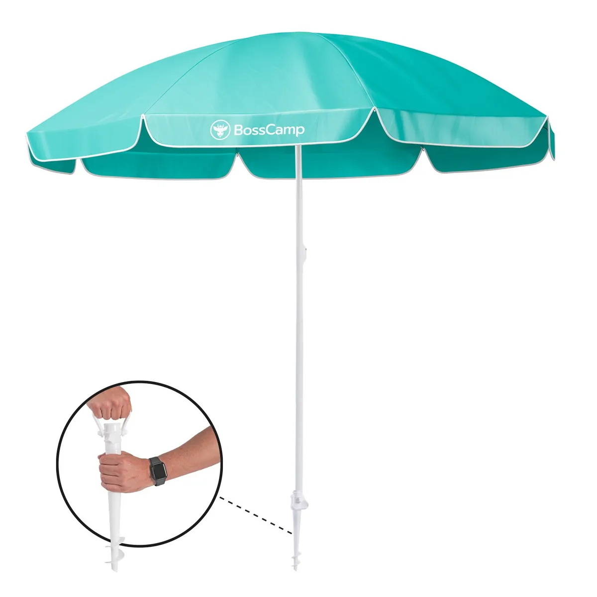 BOSSCAMP - Quitasol Sombrilla Playa Grande 2,0 m UV+50 Menta Bosscamp