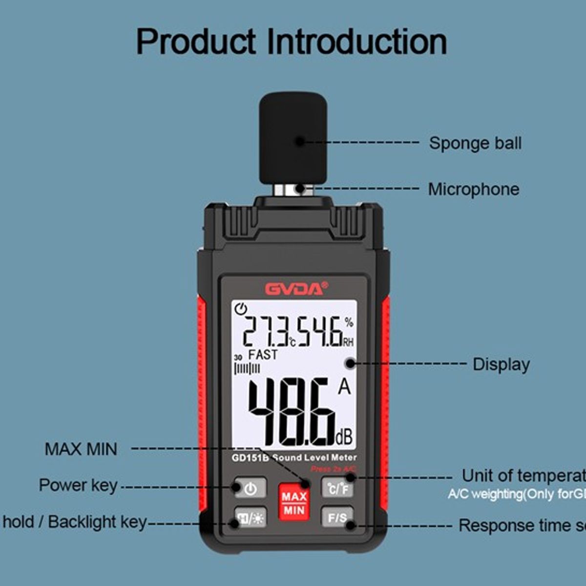 GENERICO - Sonometro - Higrometro Digital