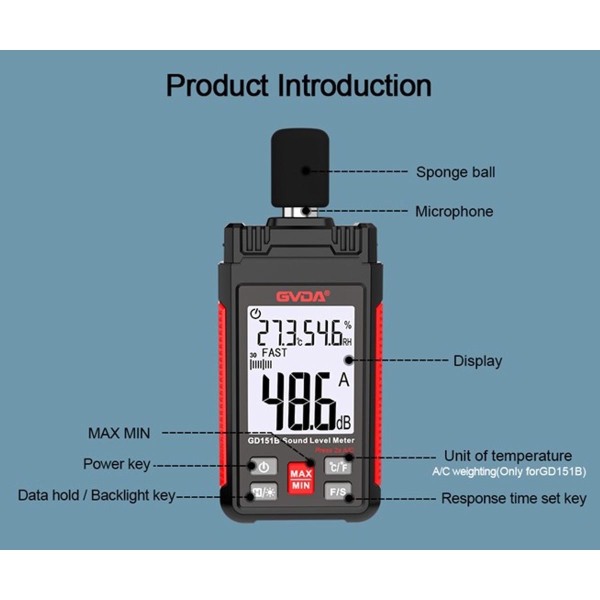 GENERICO - Sonometro - Higrometro Digital