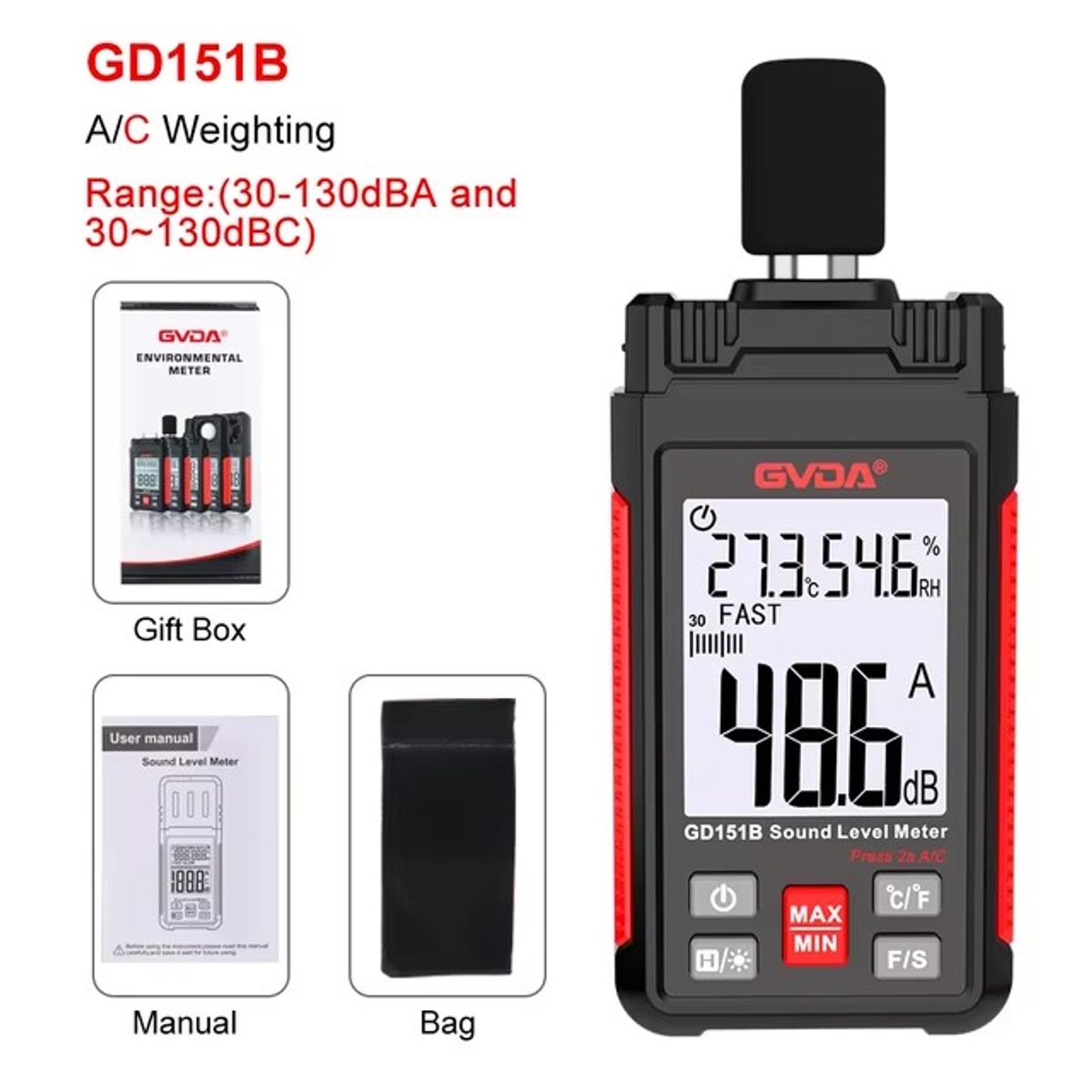 GENERICO - Sonometro - Higrometro Digital