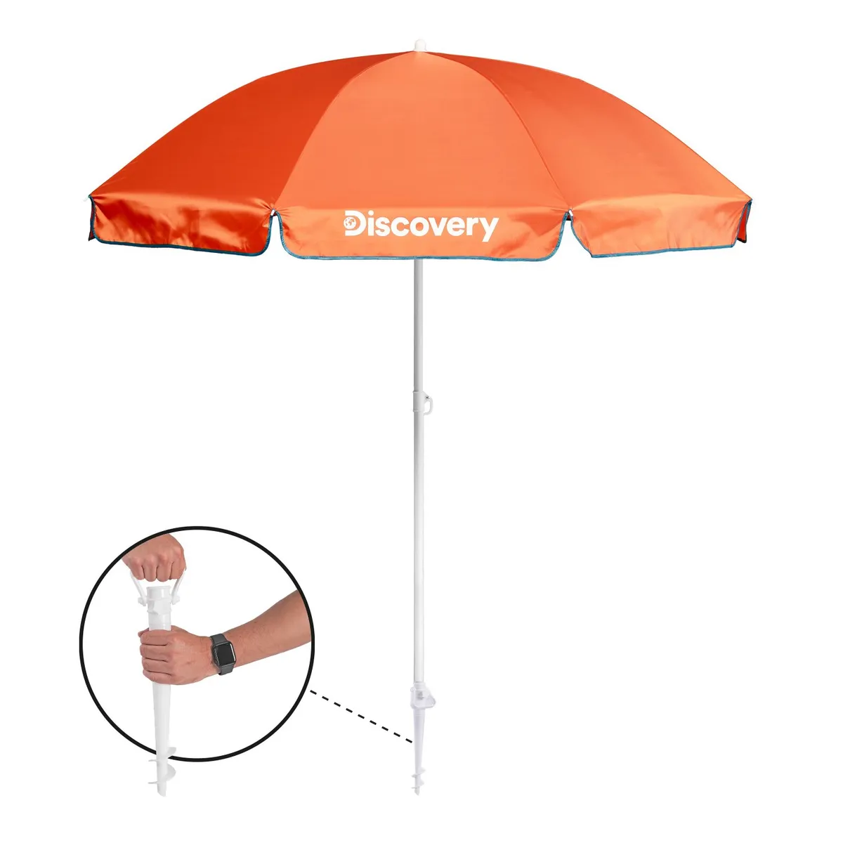 DISCOVERY - Quitasol Sombrilla Playa Grande 2,0 m diámetro UV+50 Naranja Discovery