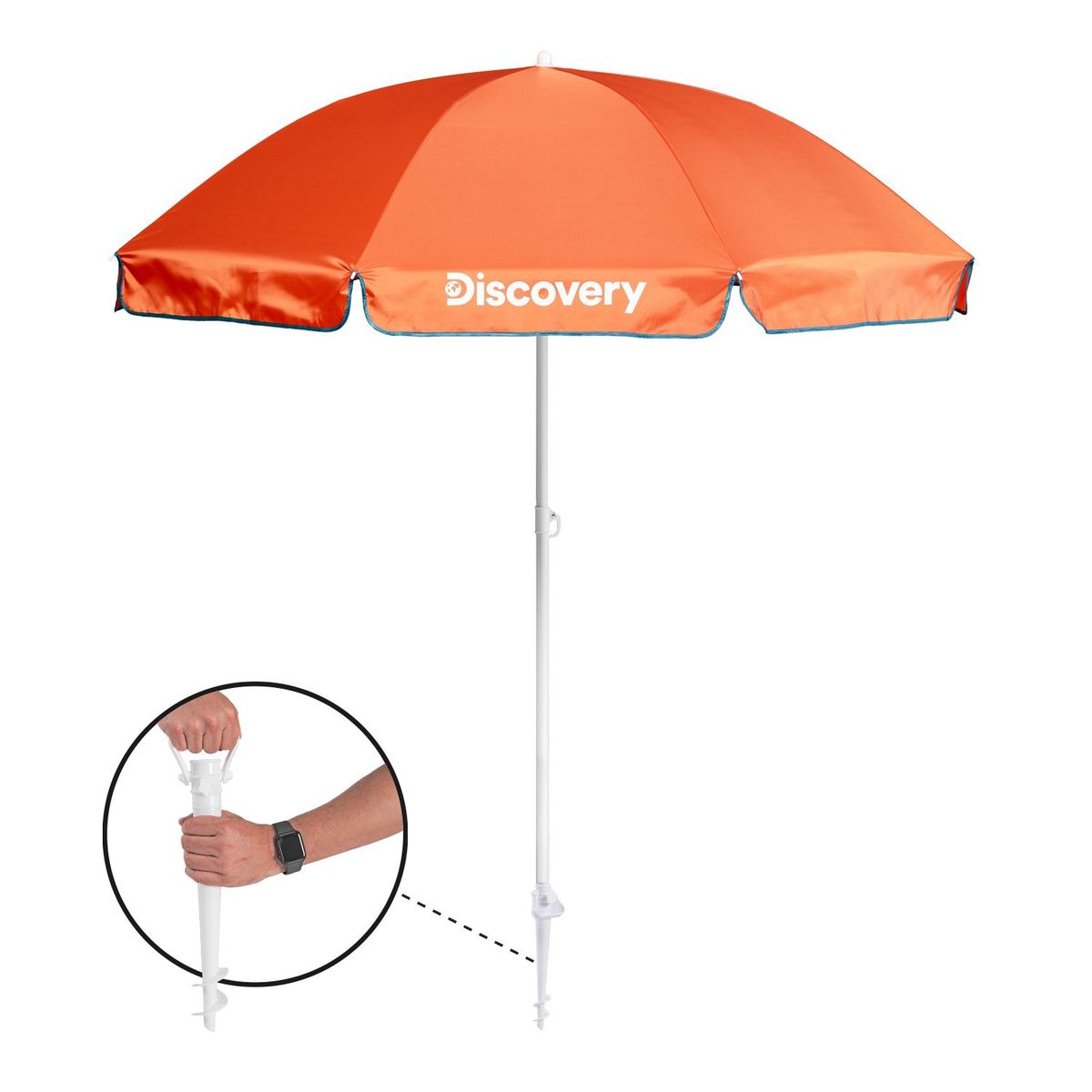 DISCOVERY - Quitasol Sombrilla Playa Grande 2,0 m diámetro UV+50 Naranja Discovery