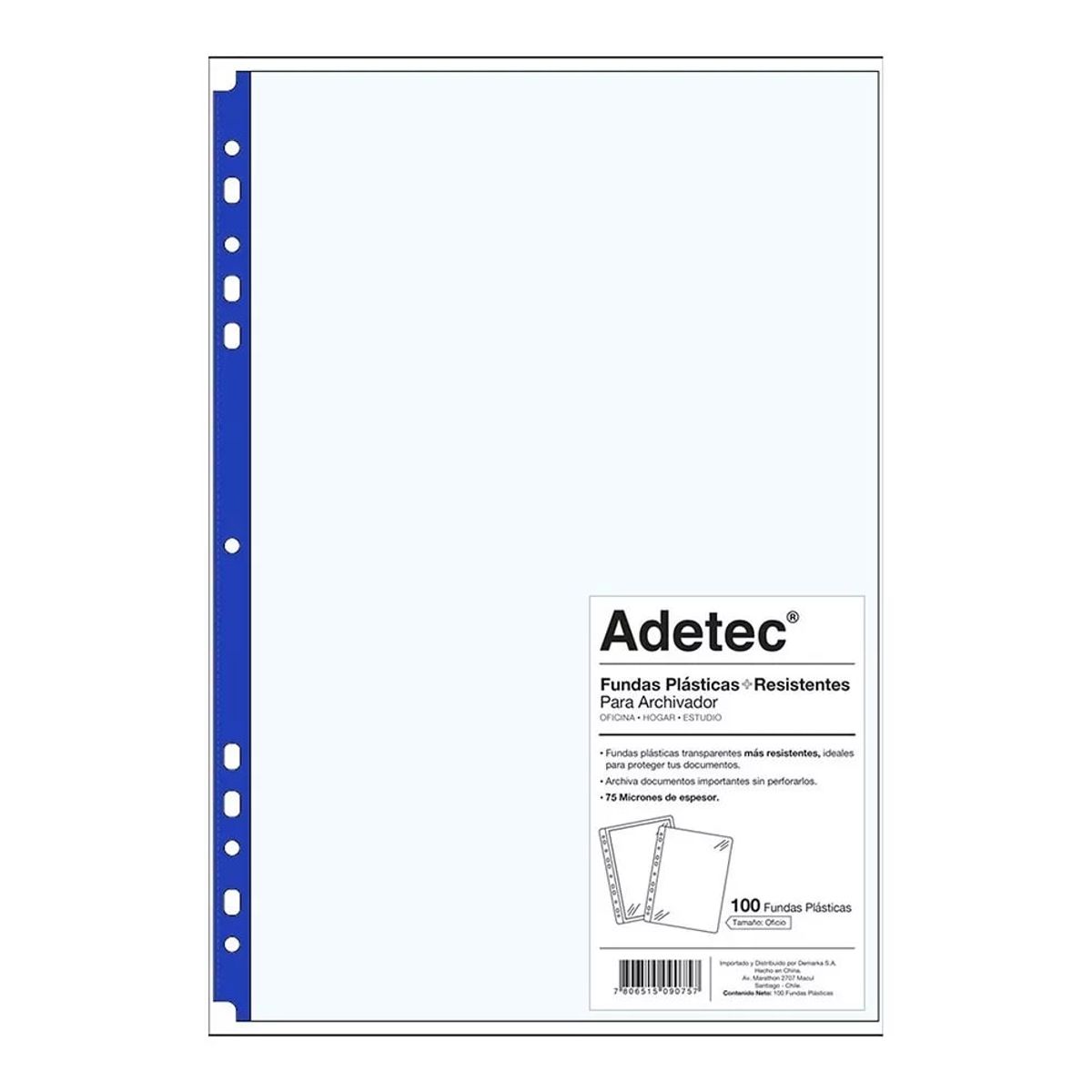ADETEC - Funda Resistente Para Archivador Oficio Azul 100 Unidades